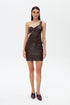 Bistre cut out vegan leather mini dress